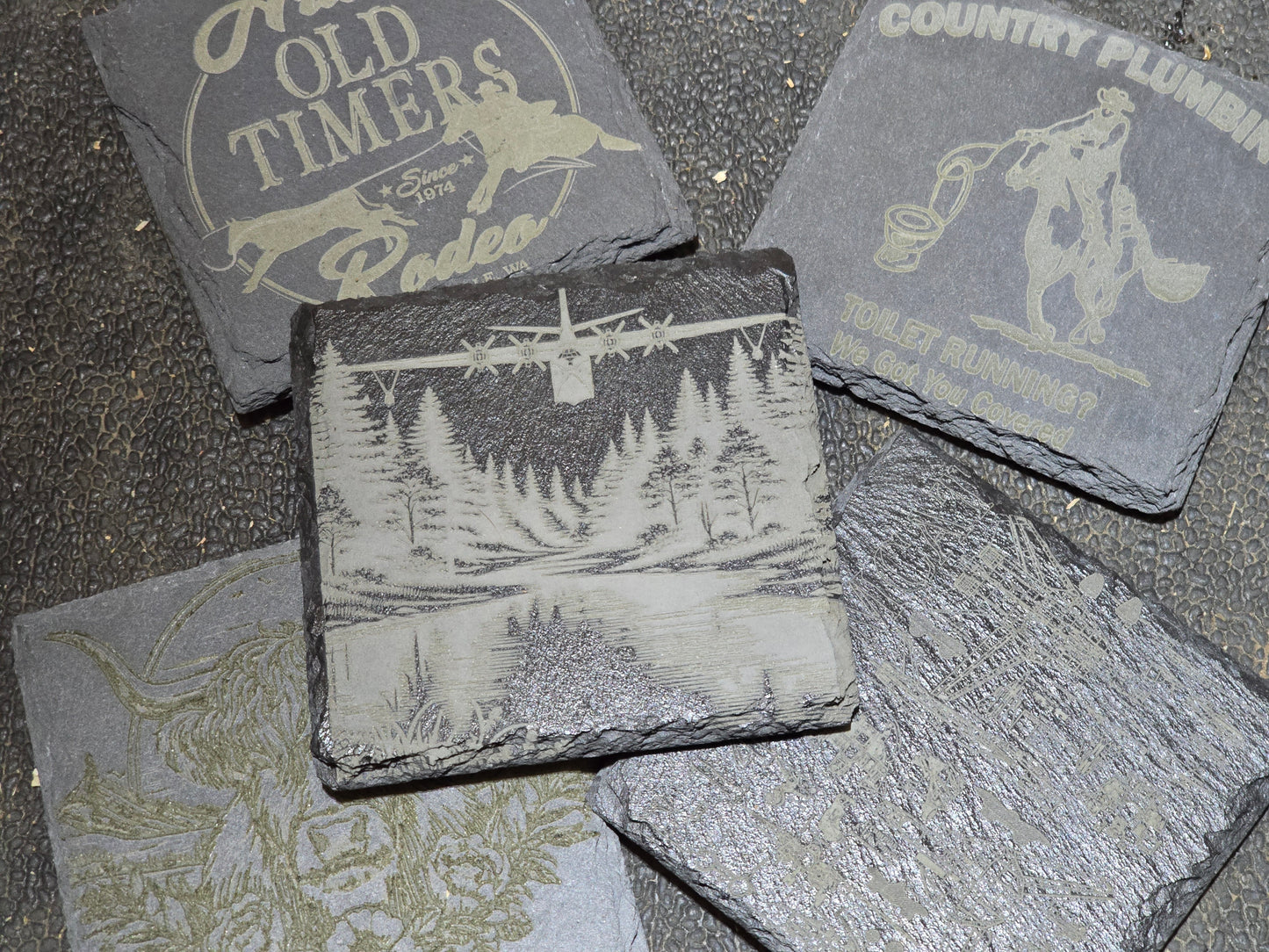 Custom Logo Black Slate Coasters