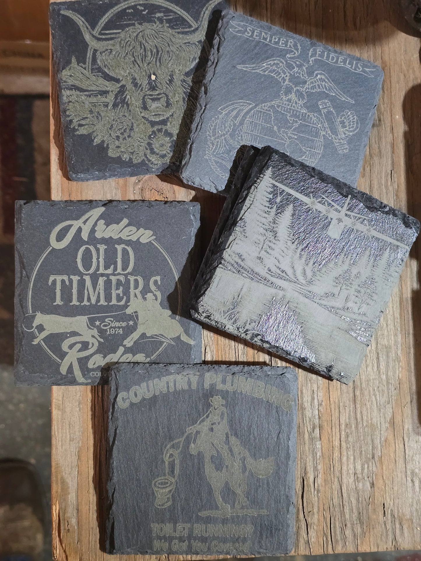 Custom Logo Black Slate Coasters