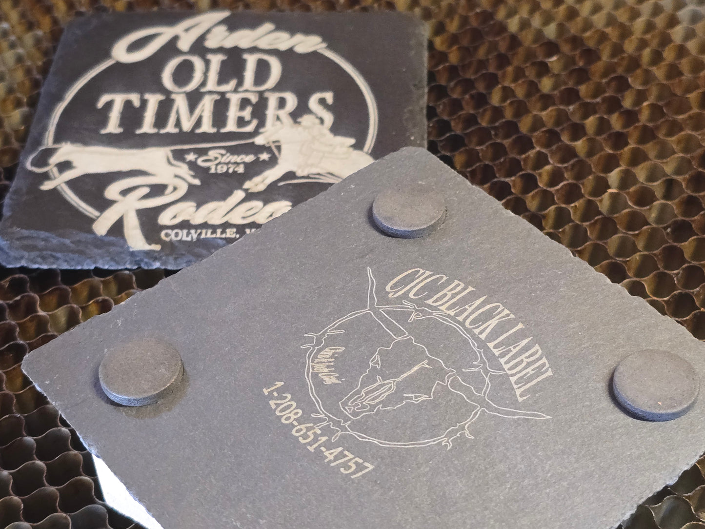 Custom Logo Black Slate Coasters